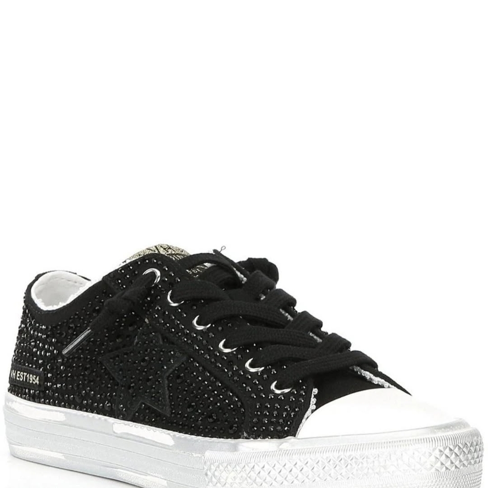 Vintage Havana Retro Rhinestone Starburst Black and White Sparkle Sneakers